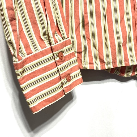 Ann Taylor Loft Blouse Women's 10 Salmon Striped Long Sleeve Button Down Career - Picture 3 of 12